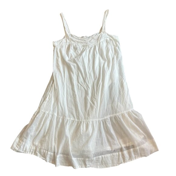 Vince White Shift Dress Fit N Flare Sleeveless Eyelet 100% Cotton Size Large - Picture 1 of 14